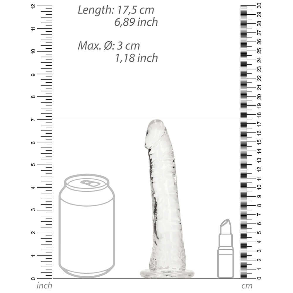 RealRock Crystal Clear Slim 6 inches Dildo Clear