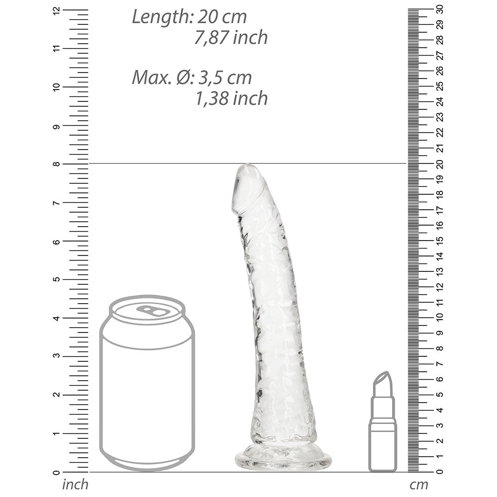 RealRock Crystal Clear Slim 7 inches Dildo Clear