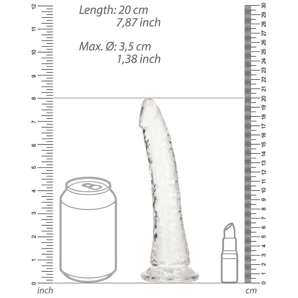 RealRock Crystal Clear Slim 7 inches Dildo Clear