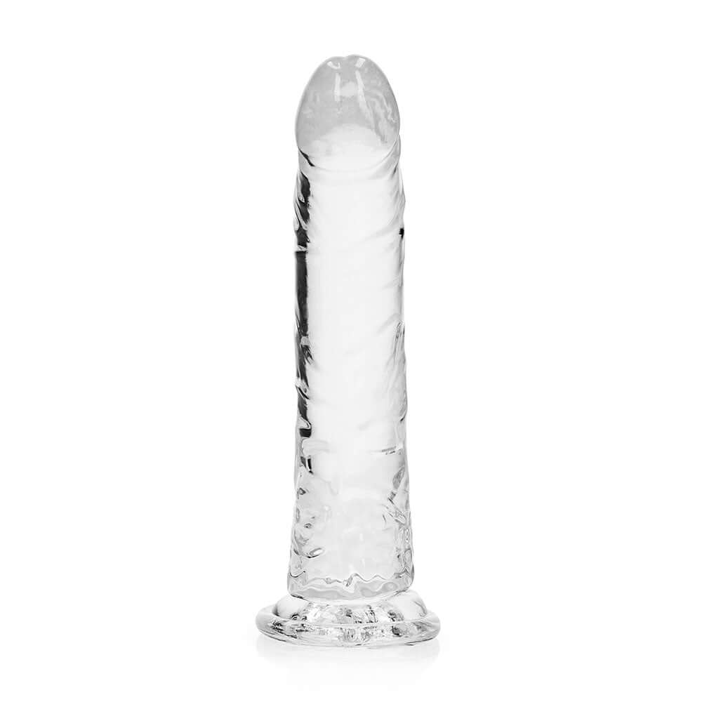RealRock Crystal Clear Slim 8 inches Dildo Clear with a sleek transparent design and smooth finish.