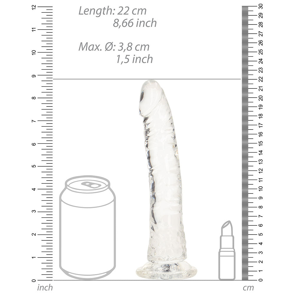 RealRock Crystal Clear Slim 8 inches Dildo Clear