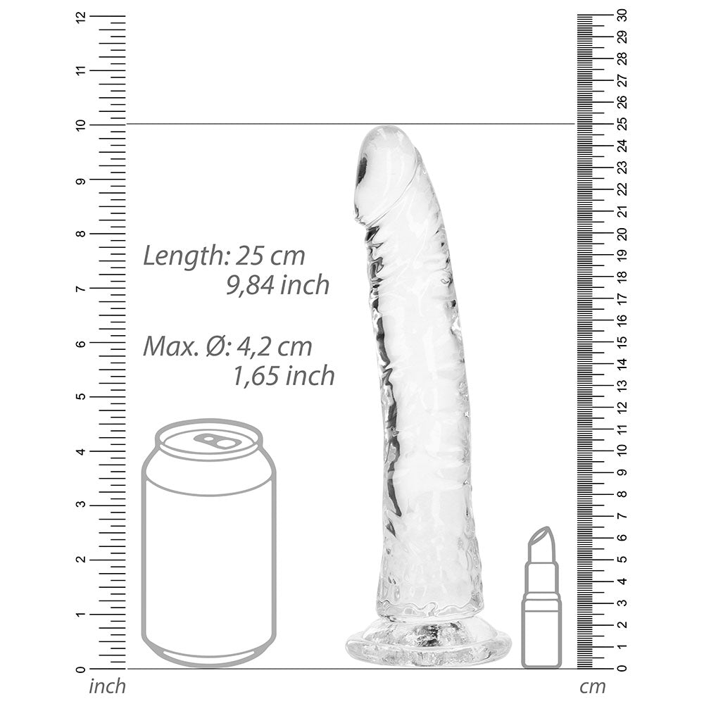 RealRock Crystal Clear Slim 9 inches Dildo Clear