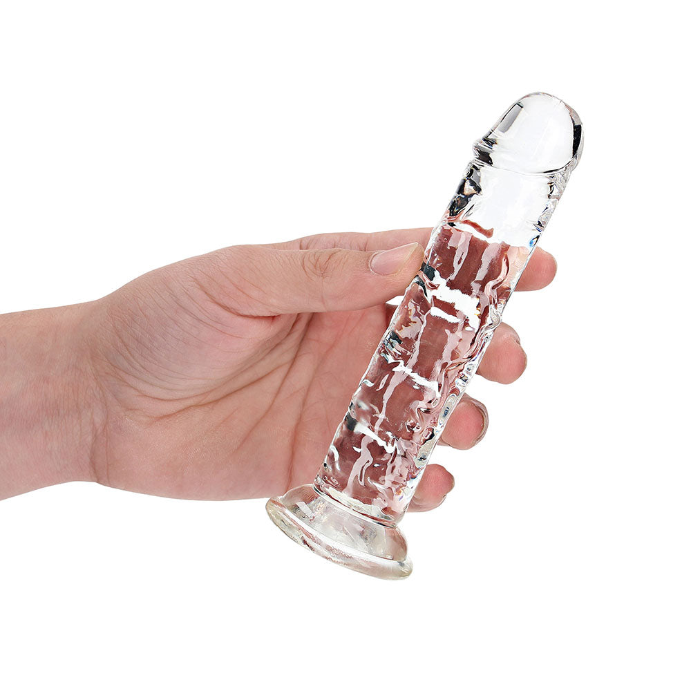 RealRock Crystal Clear Straight 6 inches Dildo Without Balls Clear