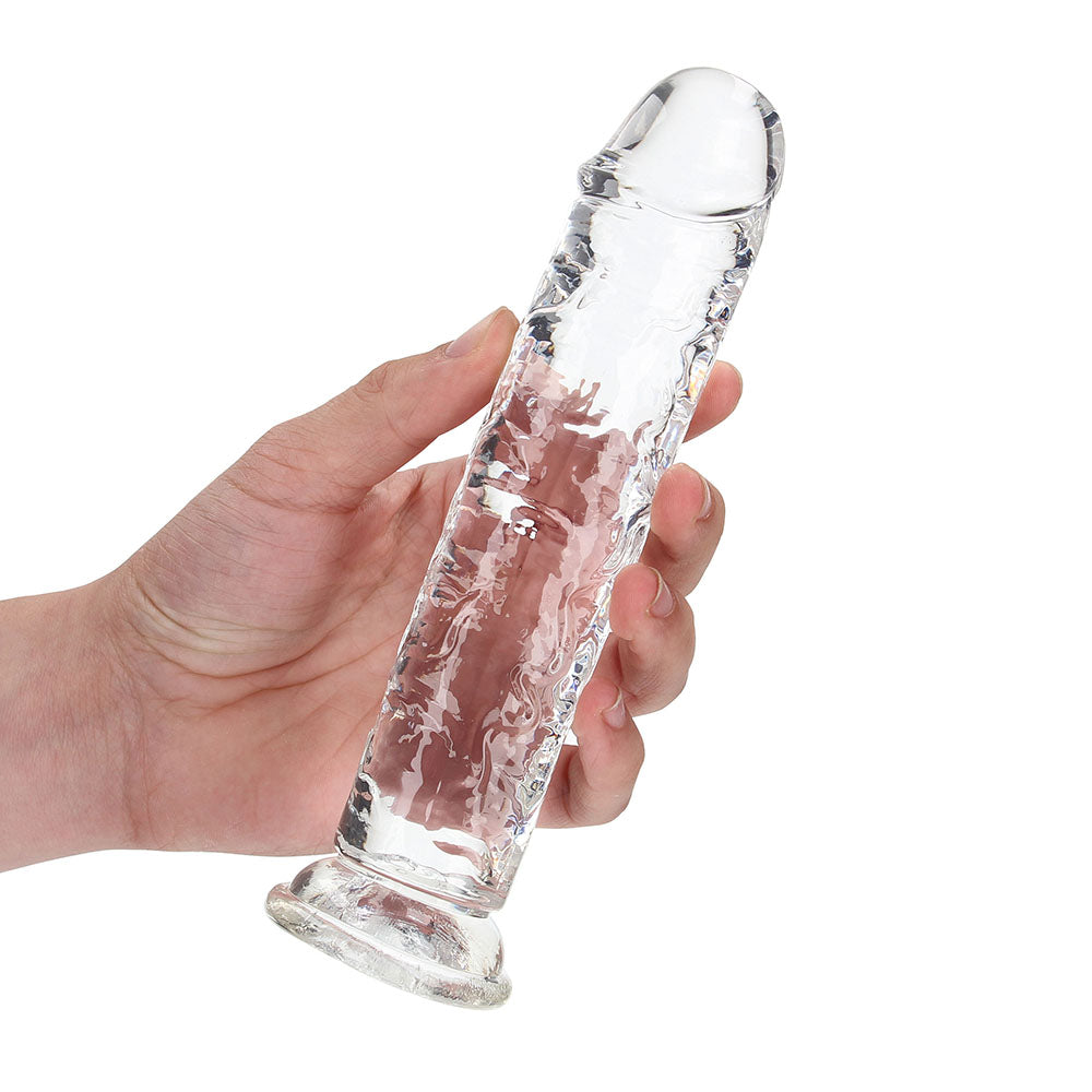 RealRock Crystal Clear Straight 7 inches Dildo Without Balls Clear