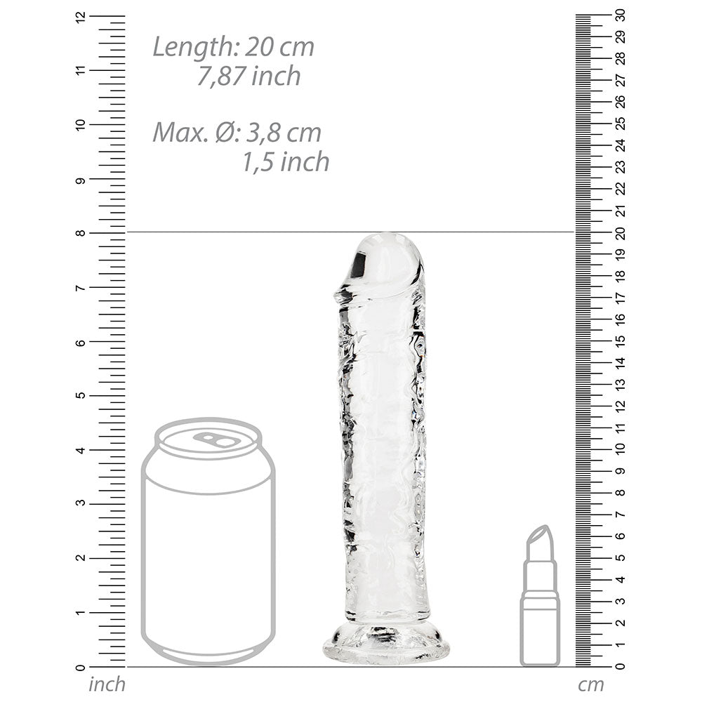 RealRock Crystal Clear Straight 7 inches Dildo Without Balls Clear