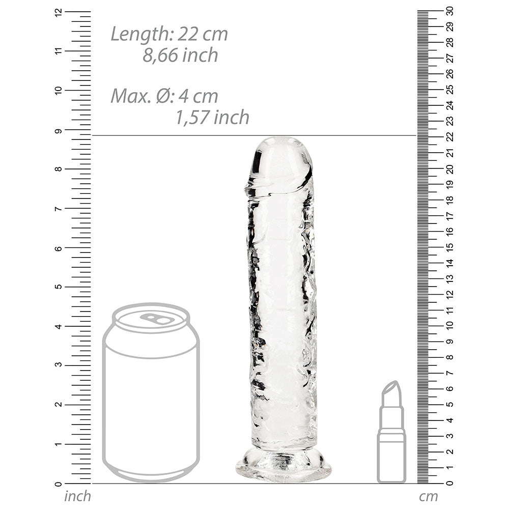 RealRock Crystal Clear Straight 8 inches Dildo Without Balls Clear