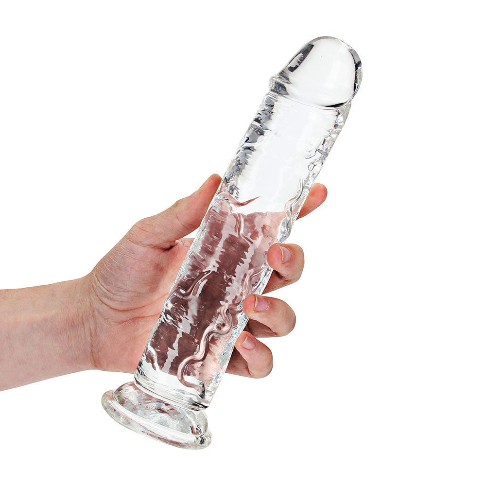 RealRock Crystal Clear Straight 9 inches Dildo Without Balls Clear