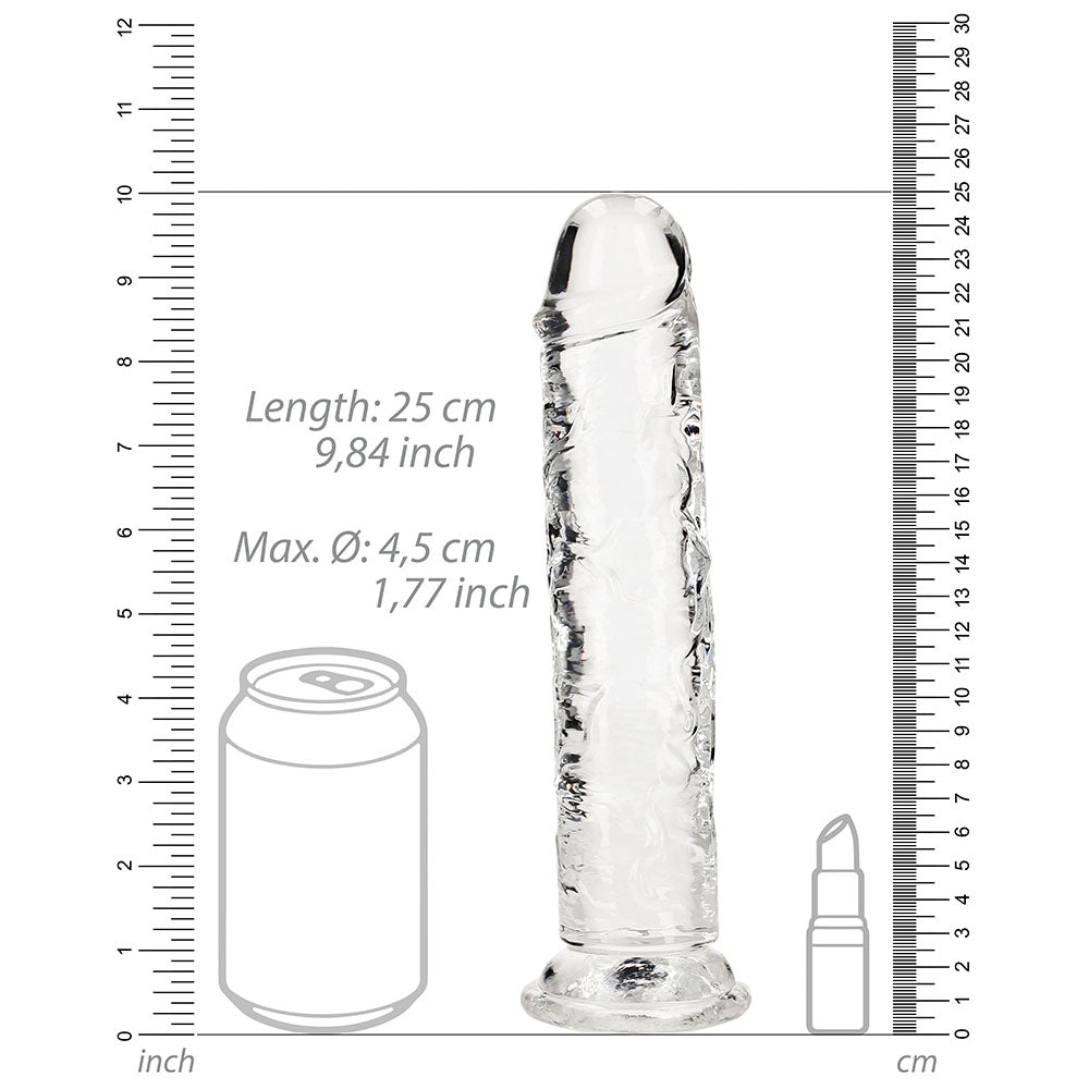 RealRock Crystal Clear Straight 9 inches Dildo Without Balls Clear