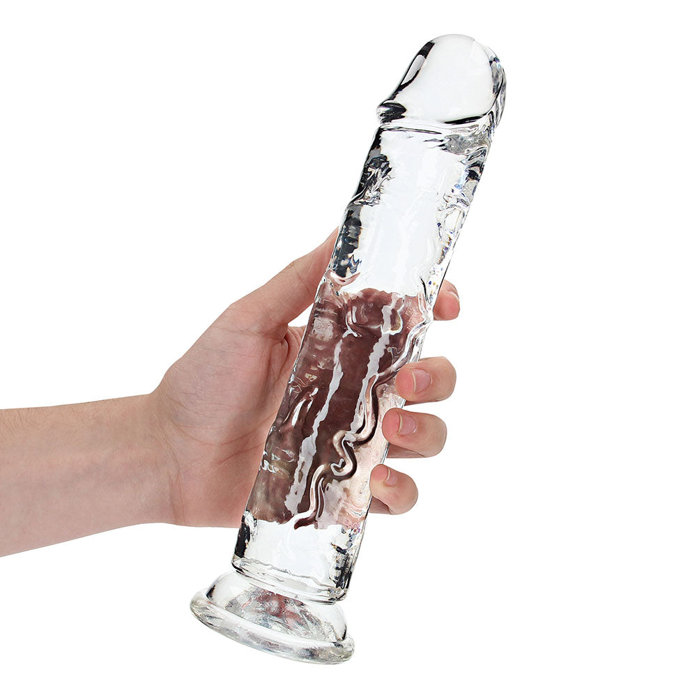RealRock Crystal Clear Straight 10 inches Dildo Without Balls Clear