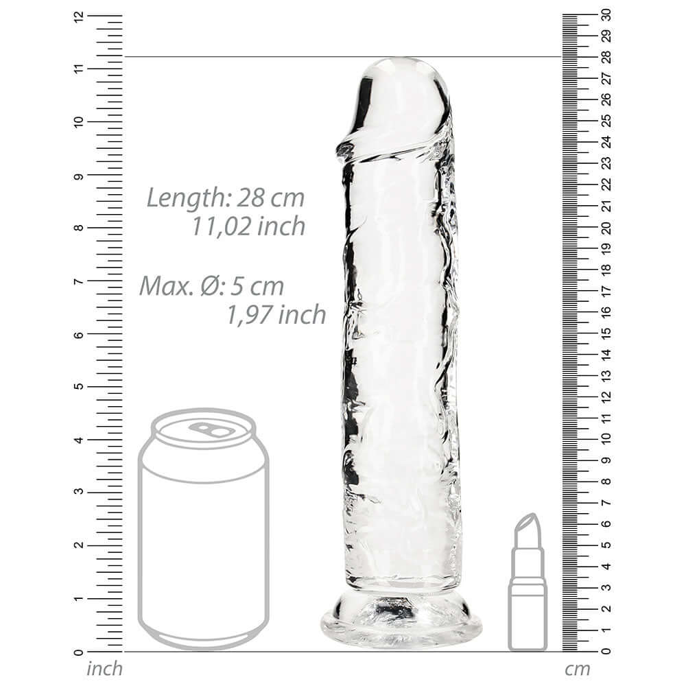 RealRock Crystal Clear Straight 10 inches Dildo Without Balls Clear