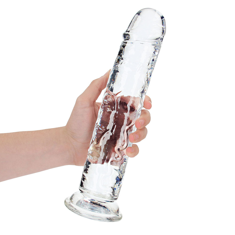 RealRock Crystal Clear Straight 11 inches Dildo Without Balls Clear