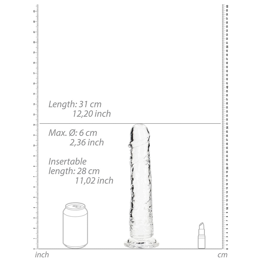 RealRock Crystal Clear Straight 11 inches Dildo Without Balls Clear