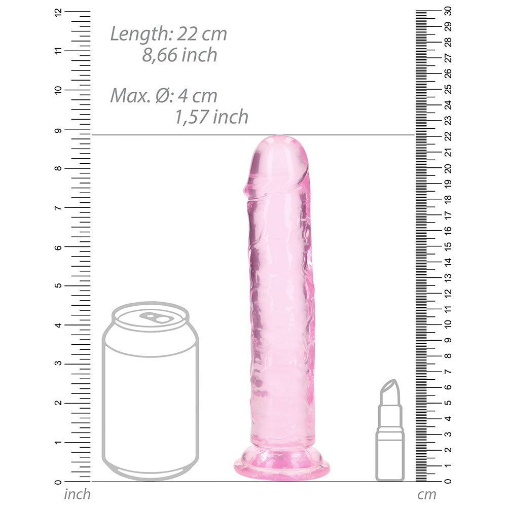 RealRock Crystal Clear Straight 8 inches Dildo Without Balls Pink
