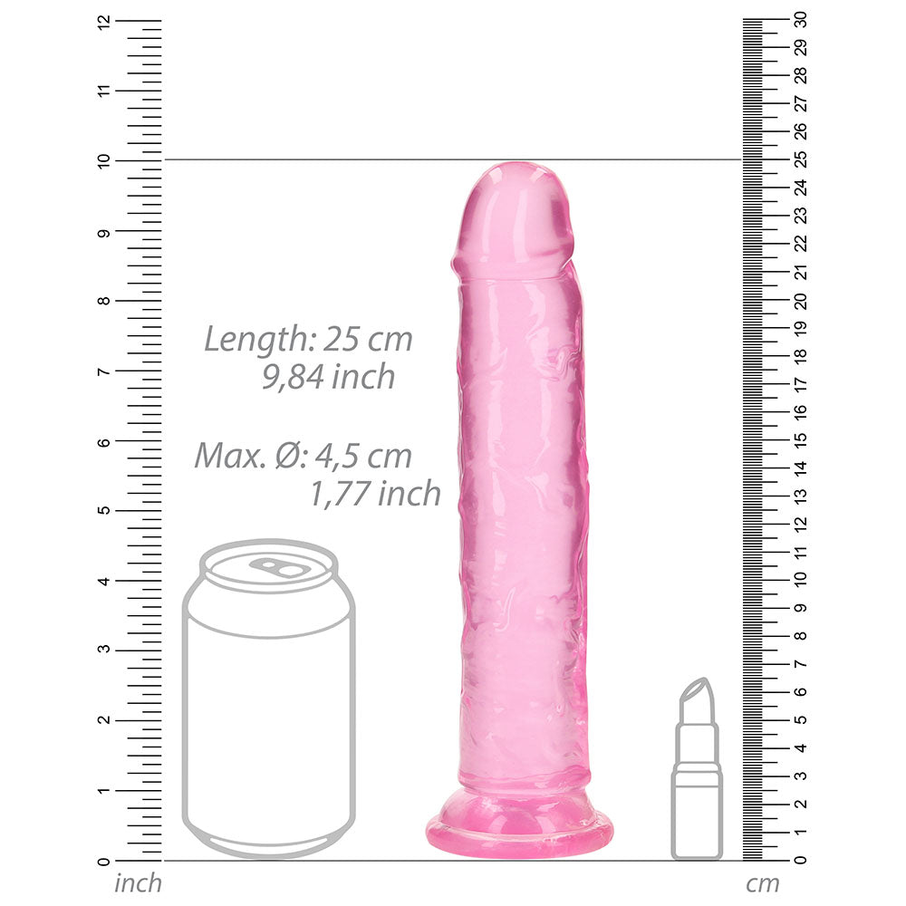 RealRock Crystal Clear Straight 9 inches Dildo Without Balls Pink