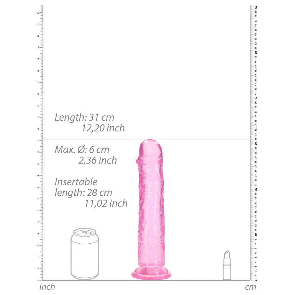 RealRock Crystal Clear Straight 11 inches Dildo Without Balls Pink