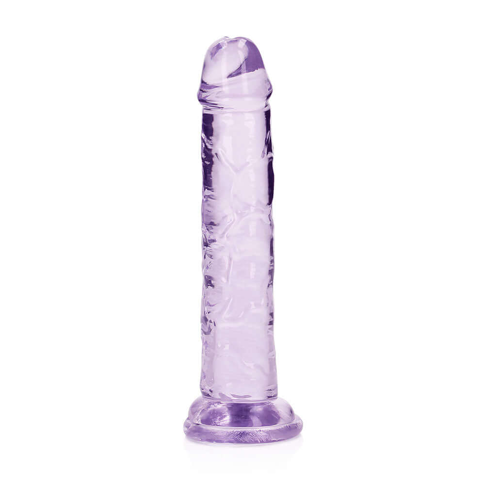 RealRock Crystal Clear Straight 6 inches Dildo Without Balls Purple
