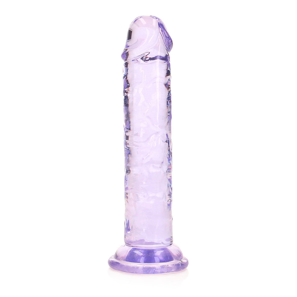 RealRock Crystal Clear Straight 6 inches Dildo Without Balls Purple