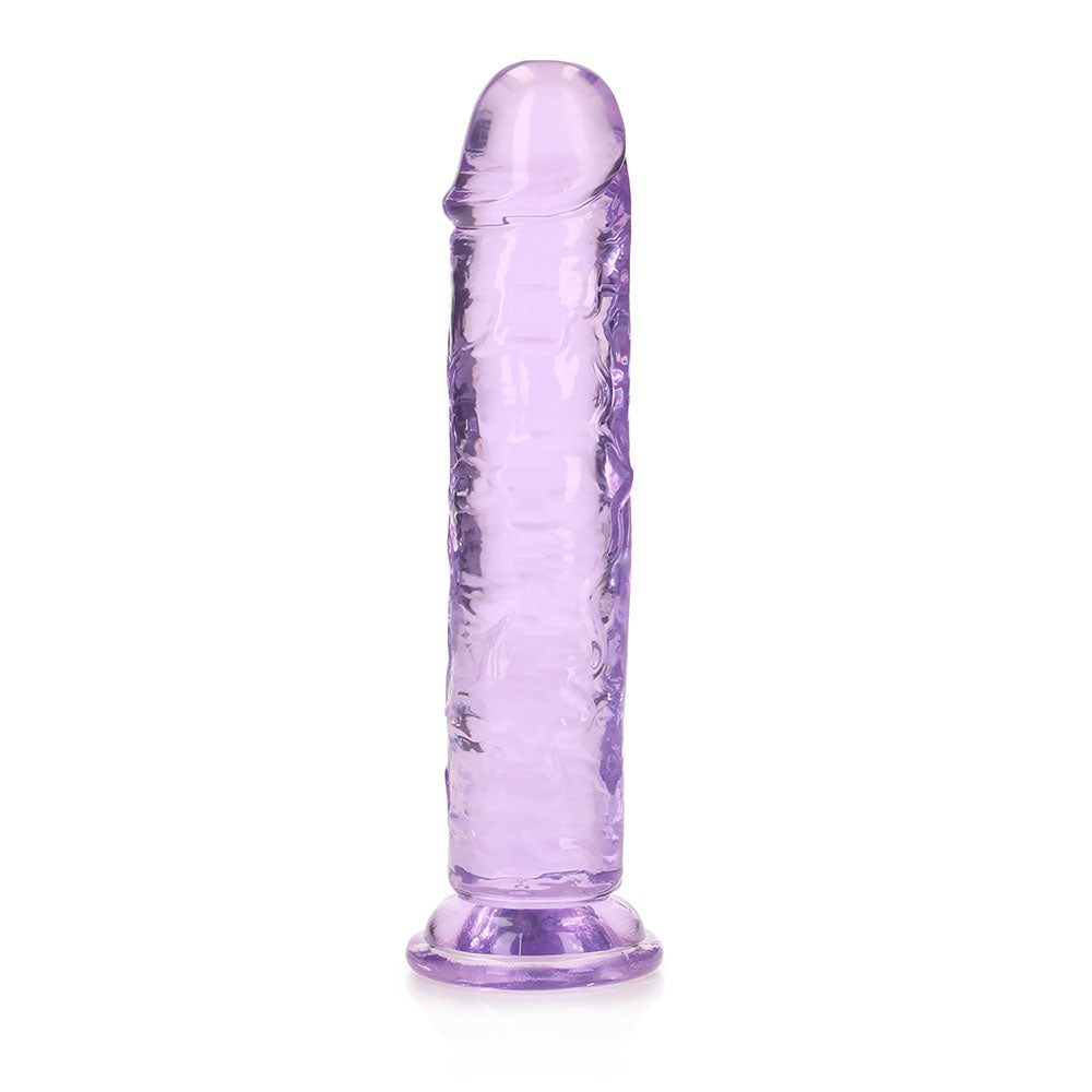 RealRock Crystal Clear Straight 7 inches Dildo Without Balls Purple