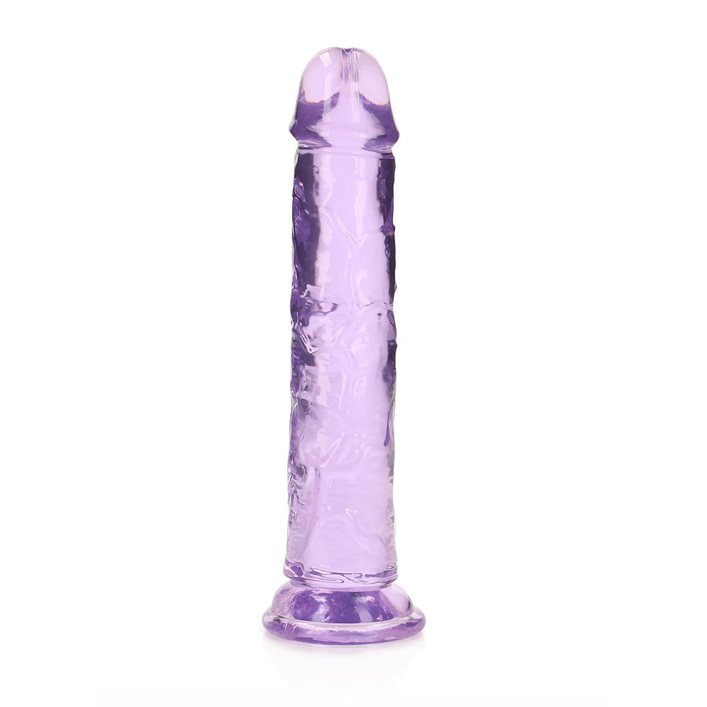 RealRock Crystal Clear Straight 7 inches Dildo Without Balls Purple