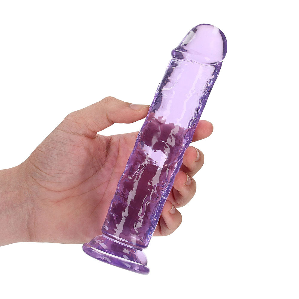 RealRock Crystal Clear Straight 7 inches Dildo Without Balls Purple