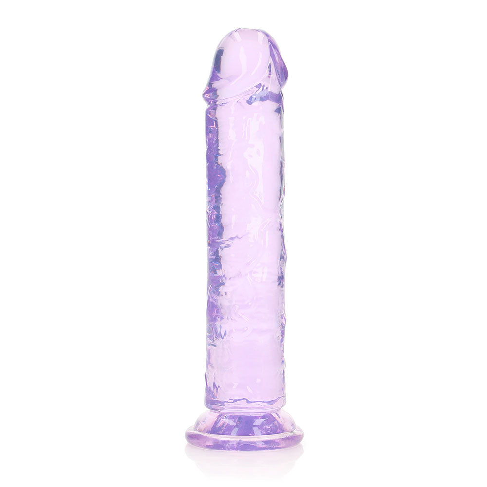 RealRock Crystal Clear Straight 8 inches Dildo Without Balls Purple