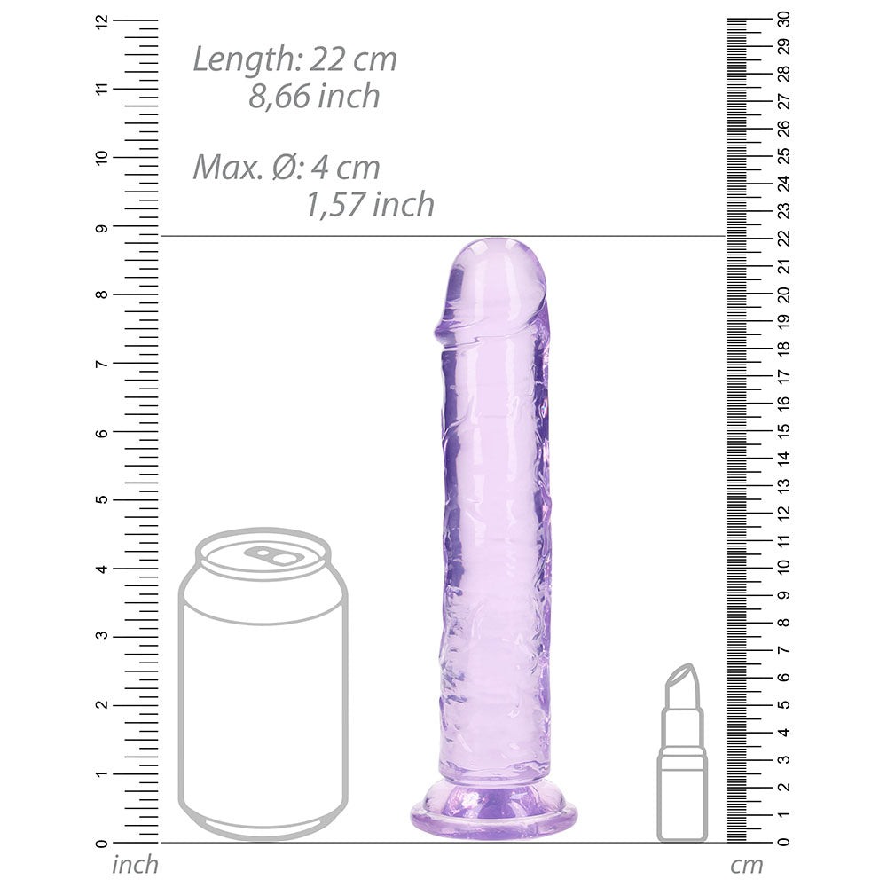RealRock Crystal Clear Straight 8 inches Dildo Without Balls Purple