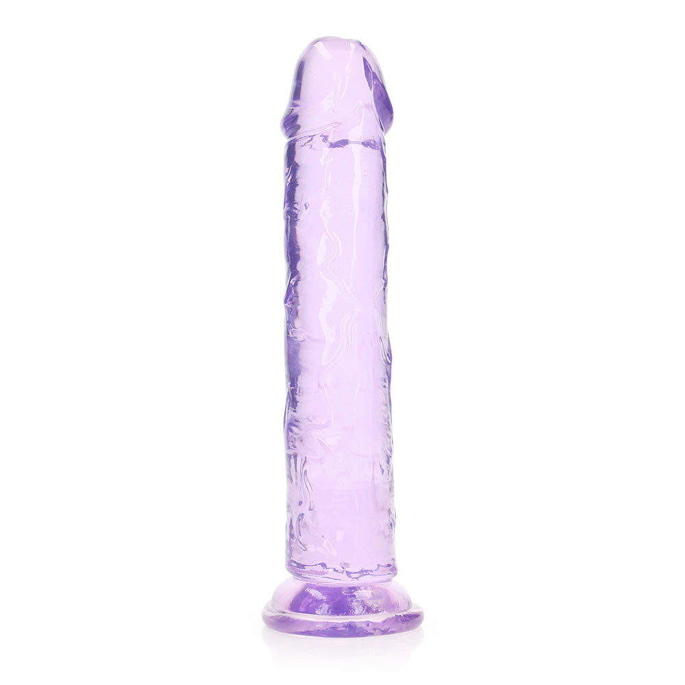 RealRock Crystal Clear Straight 9 inches Dildo Without Balls Purple