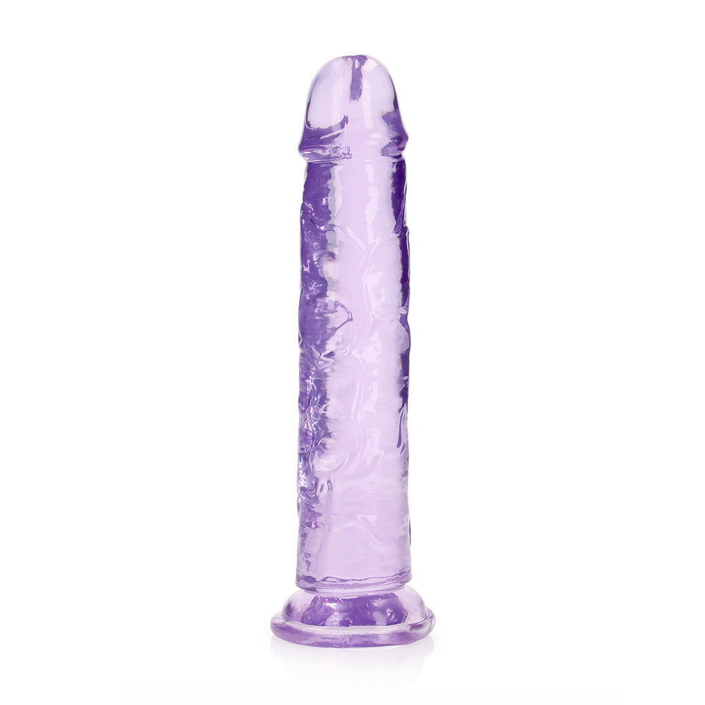 RealRock Crystal Clear Straight 9 inches Dildo Without Balls Purple