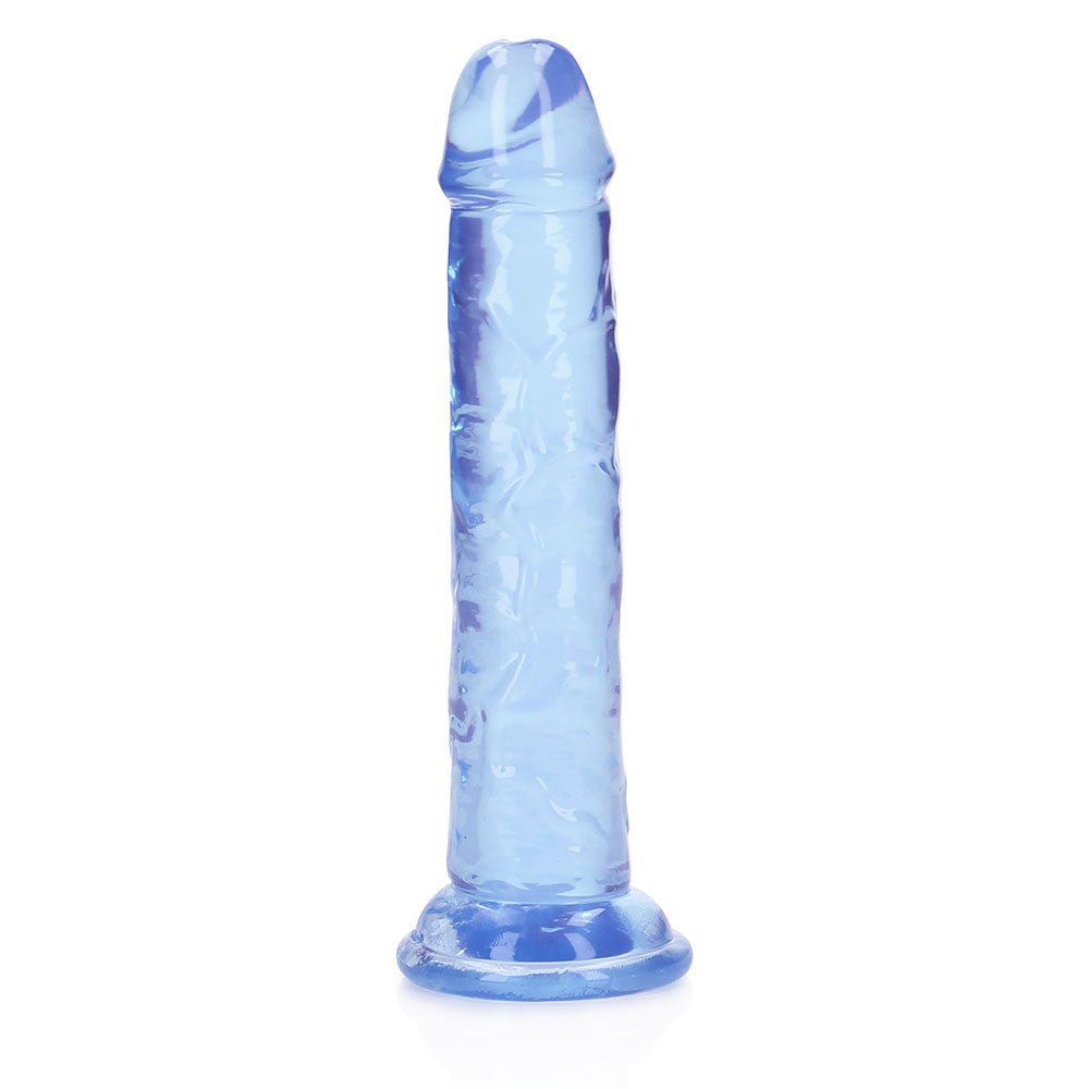RealRock Crystal Clear Straight 6 inches Dildo Without Balls Blue