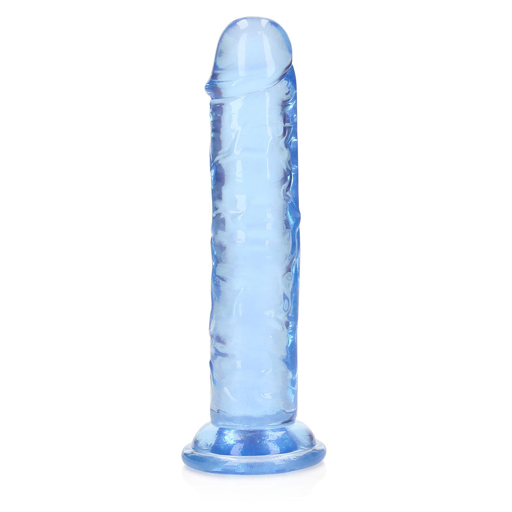 RealRock Crystal Clear Straight 6 inches Dildo Without Balls Blue