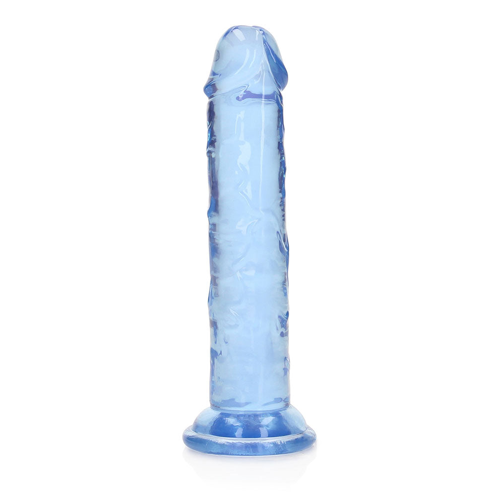 RealRock Crystal Clear Straight 6 inches Dildo Without Balls Blue