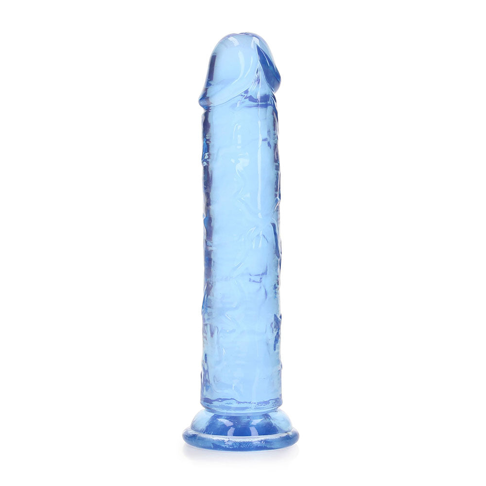 RealRock Crystal Clear Straight 7 inches Dildo Without Balls Blue