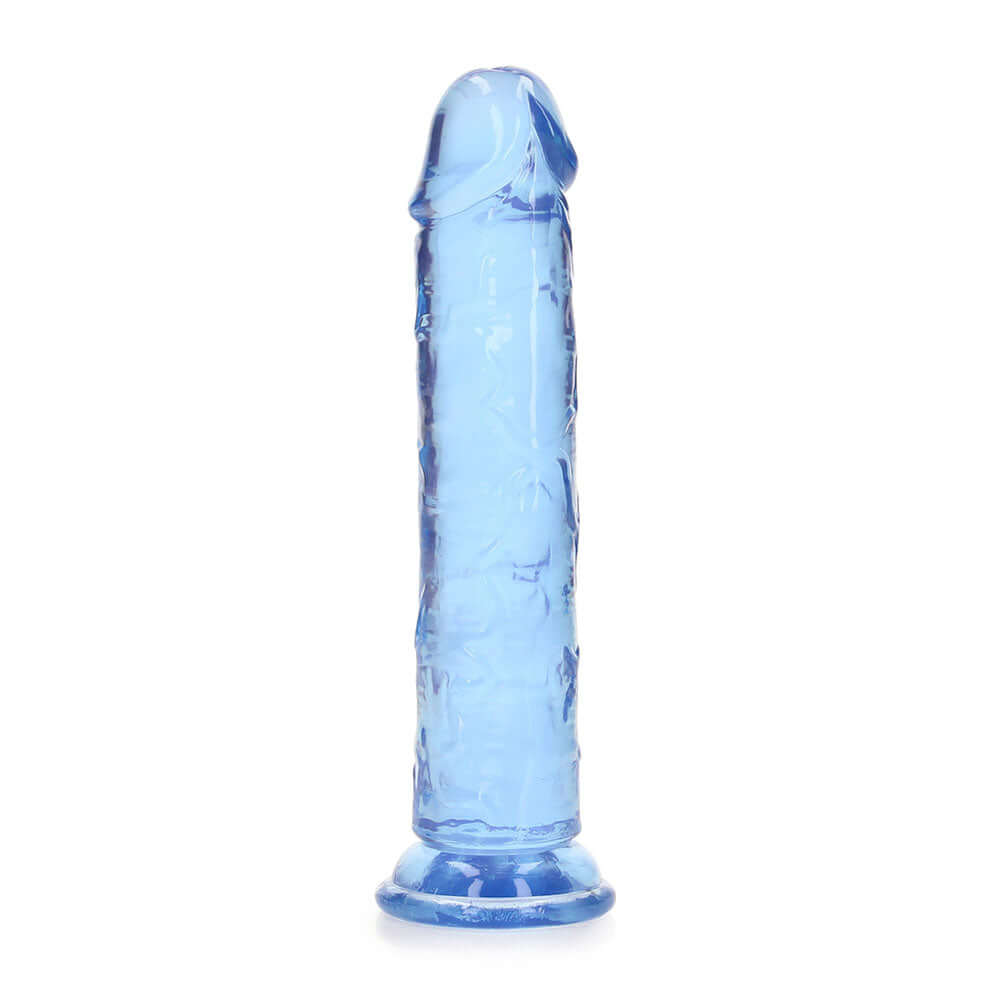 RealRock Crystal Clear Straight 7 inches Dildo Without Balls Blue