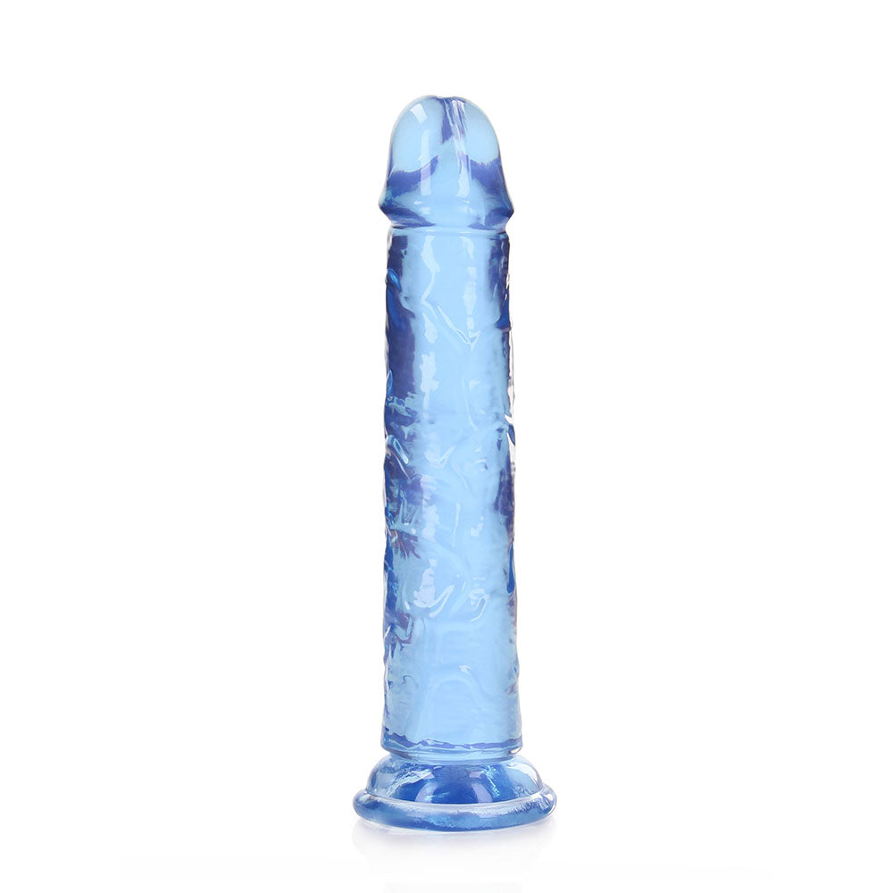 RealRock Crystal Clear Straight 7 inches Dildo Without Balls Blue