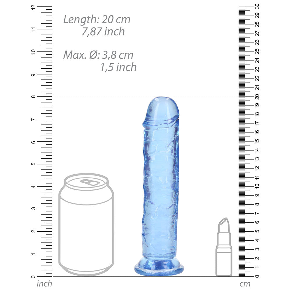 RealRock Crystal Clear Straight 7 inches Dildo Without Balls Blue