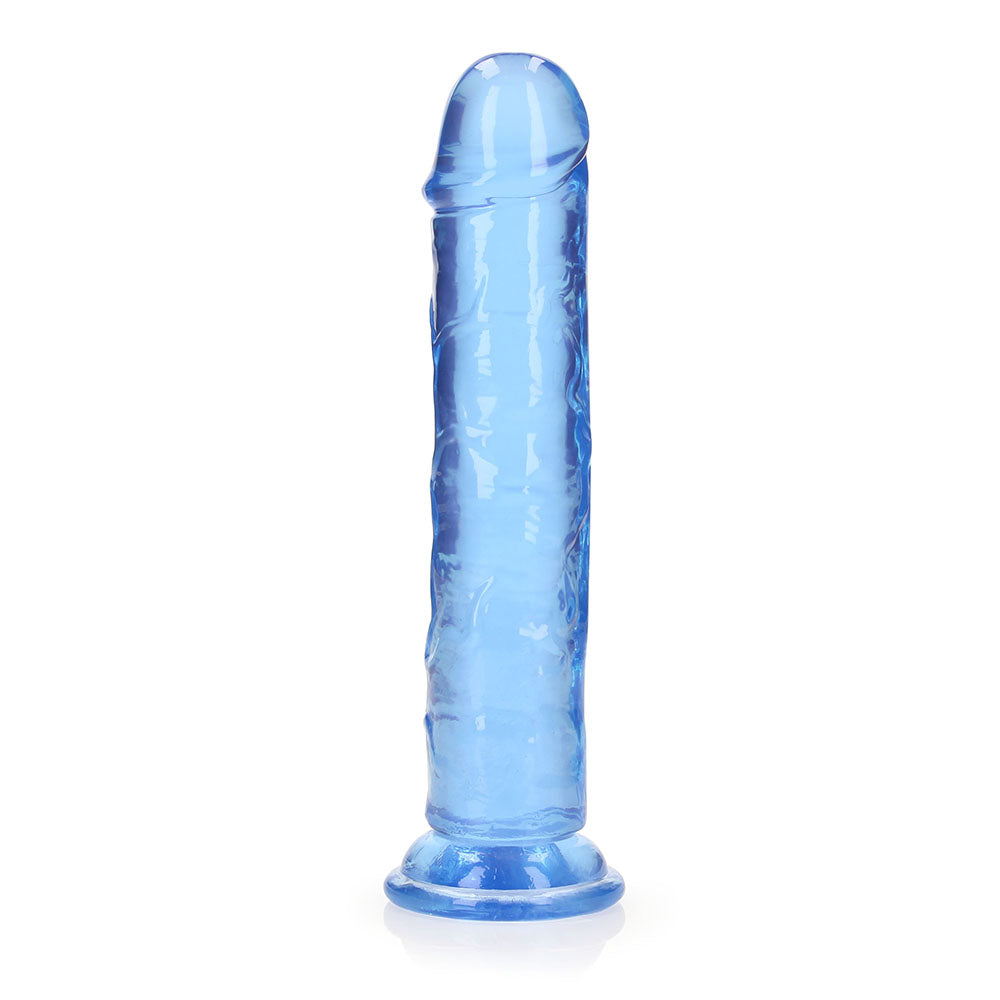 RealRock Crystal Clear Straight 8 inches Dildo Without Balls Blue