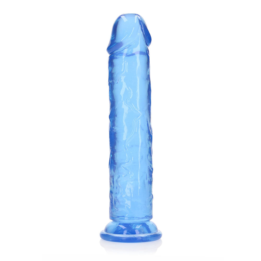 RealRock Crystal Clear Straight 10 inches Dildo Without Balls Blue