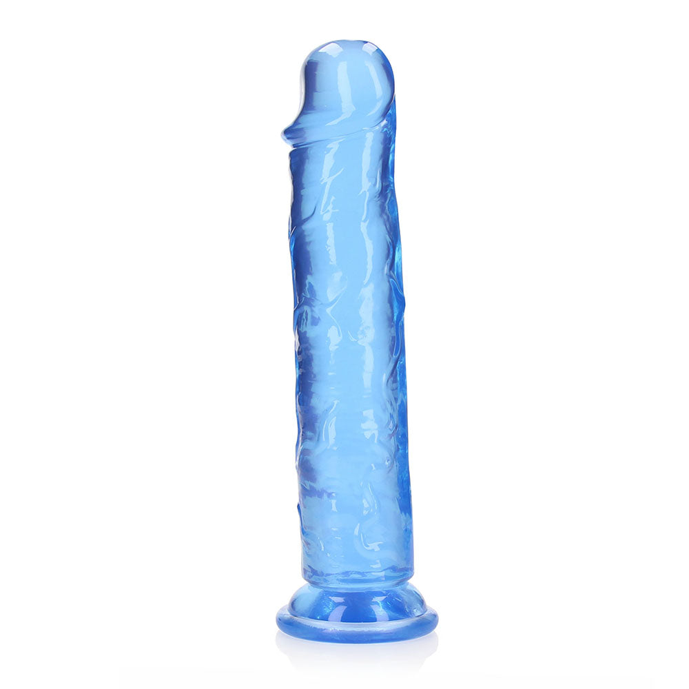 RealRock Crystal Clear Straight 10 inches Dildo Without Balls Blue