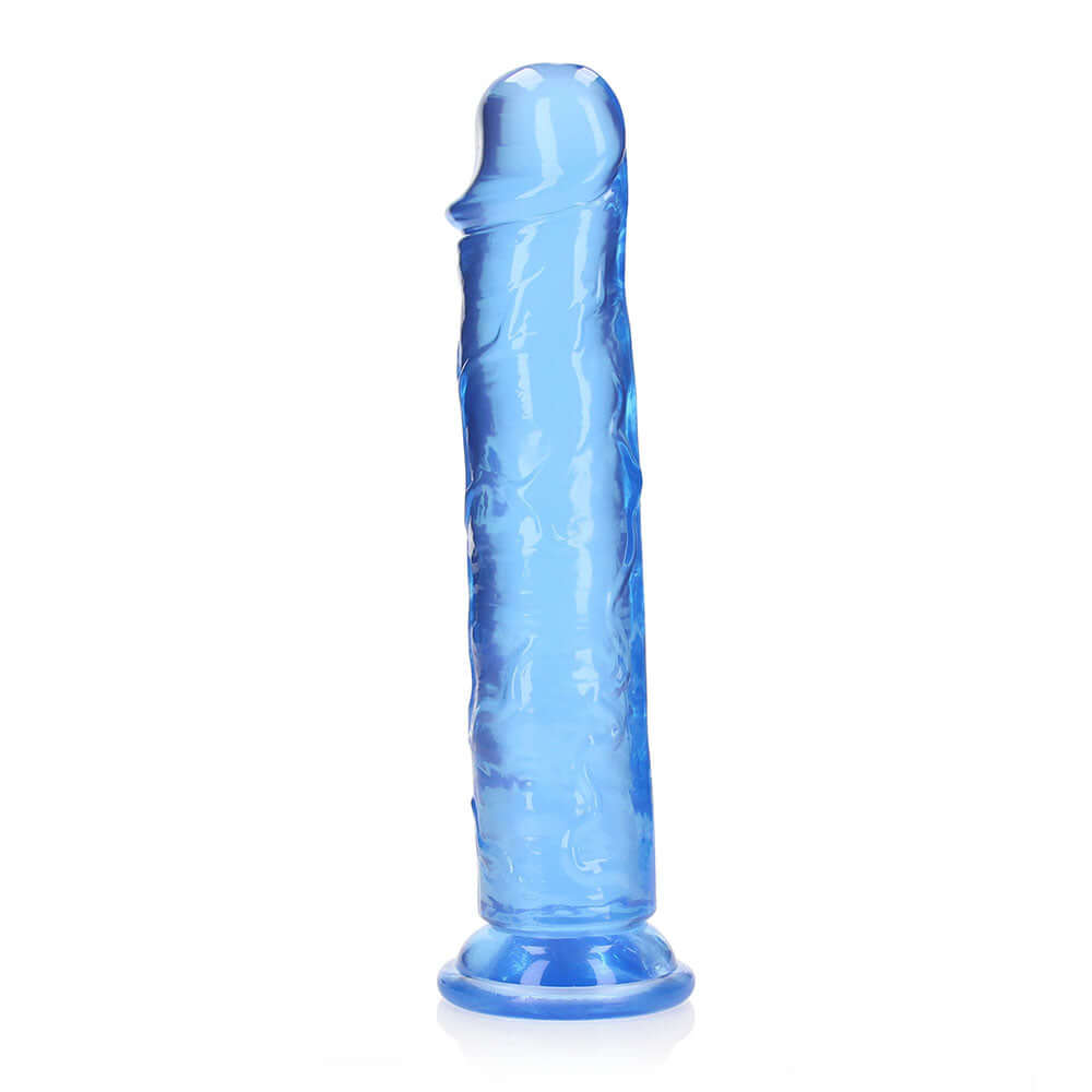 RealRock Crystal Clear Straight 10 inches Dildo Without Balls Blue