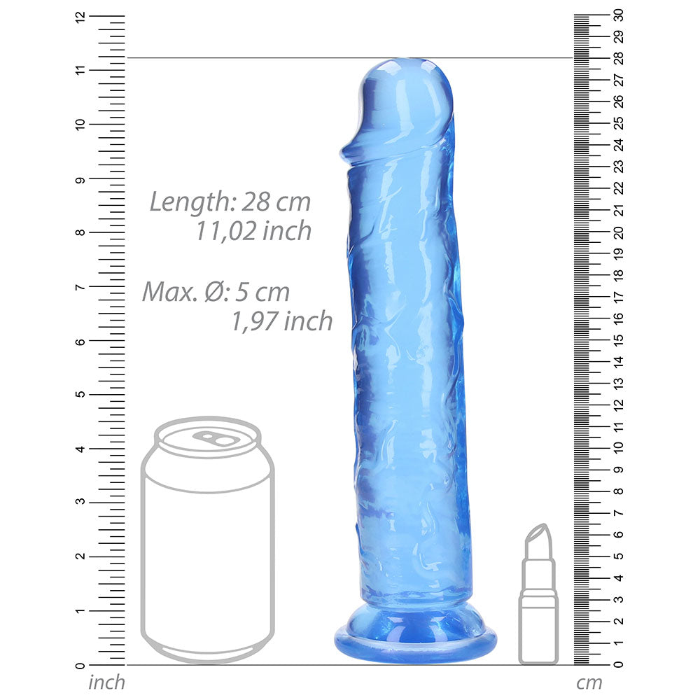 RealRock Crystal Clear Straight 10 inches Dildo Without Balls Blue