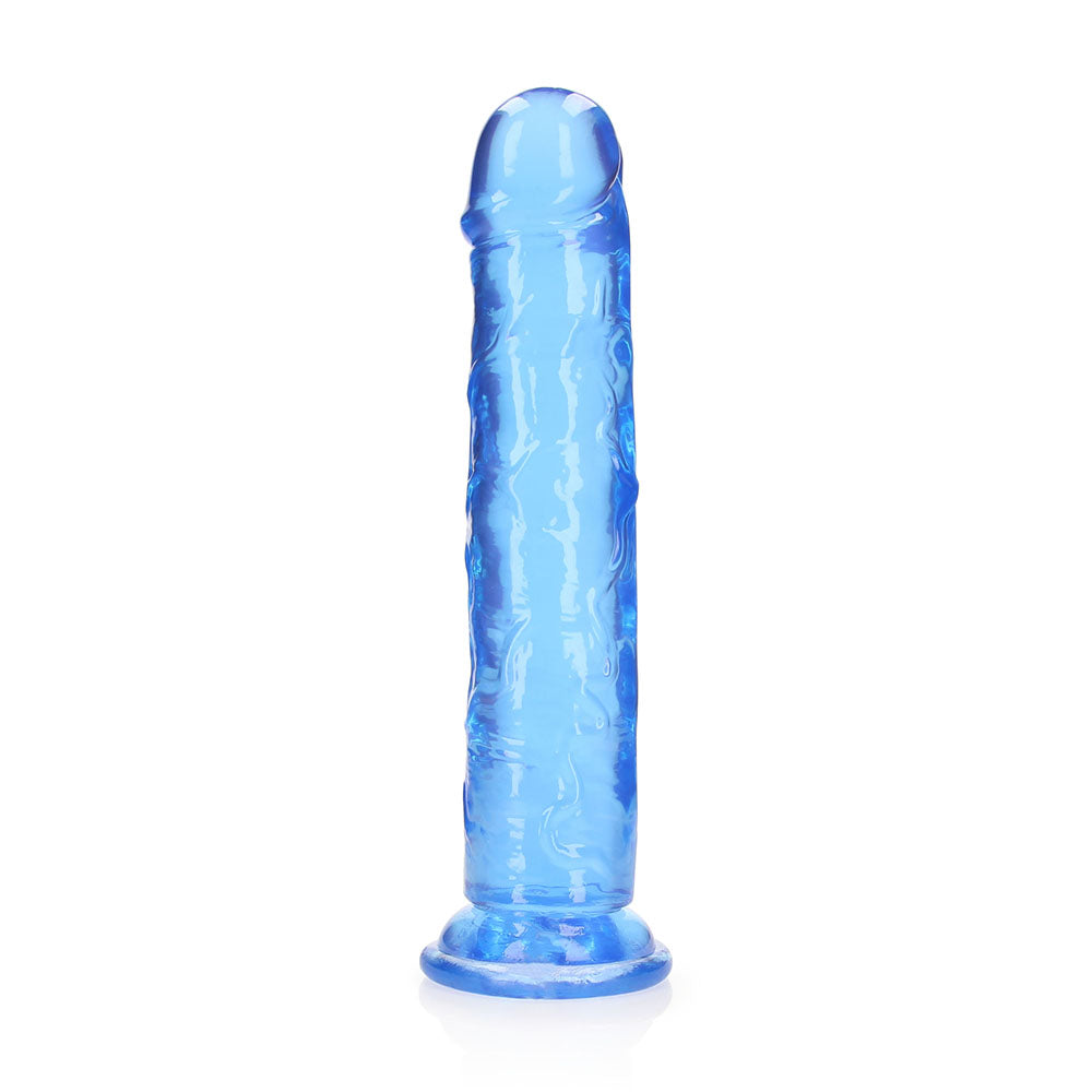 RealRock Crystal Clear Straight 11 inches Dildo Without Balls Blue