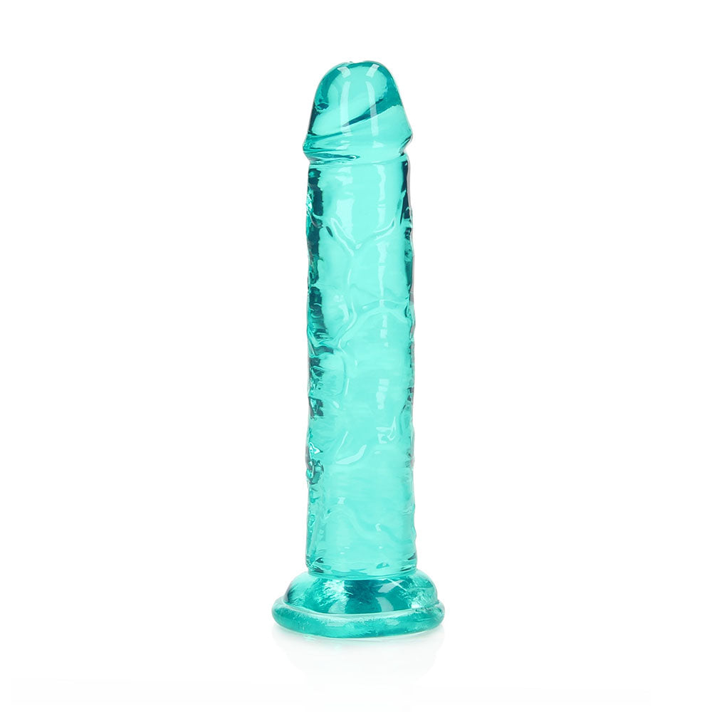 RealRock Crystal Clear Straight 6 inches Dildo Without Balls Turquoise