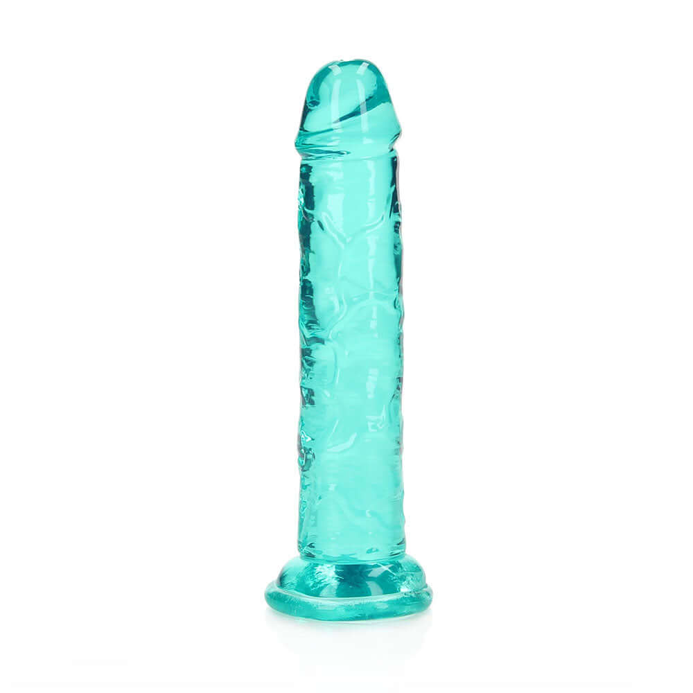 RealRock Crystal Clear Straight 6 inches Dildo Without Balls Turquoise