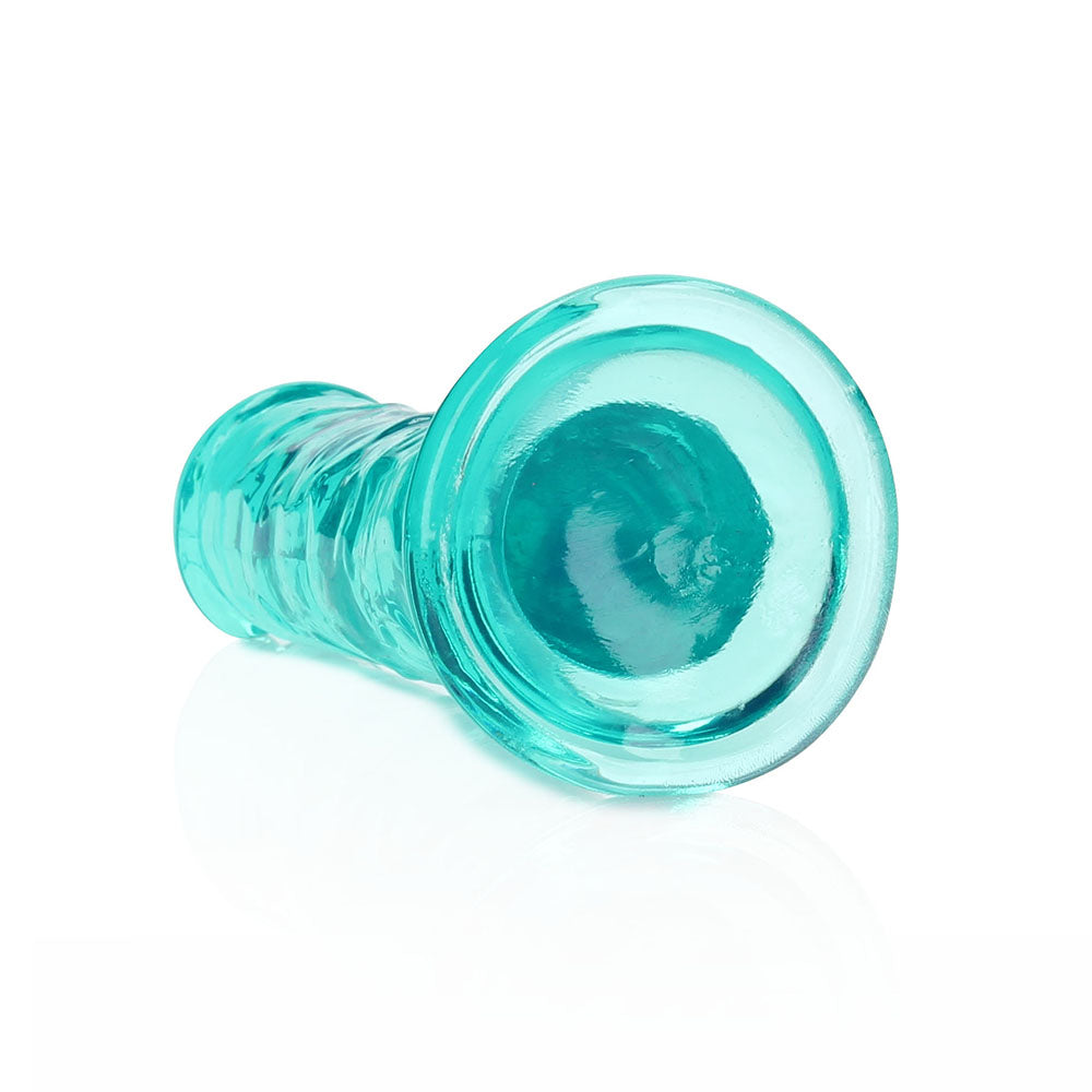 RealRock Crystal Clear Straight 6 inches Dildo Without Balls Turquoise
