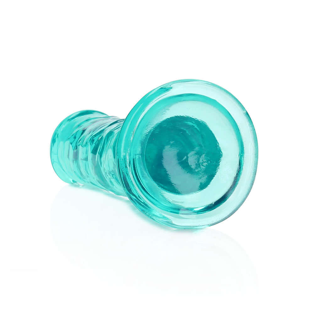 RealRock Crystal Clear Straight 6 inches Dildo Without Balls Turquoise