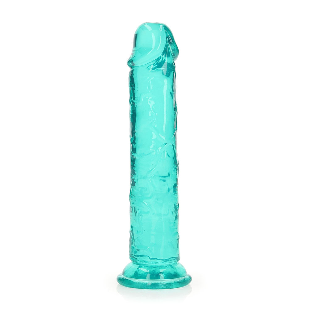 RealRock Crystal Clear Straight 7 inches Dildo Without Balls Turquoise
