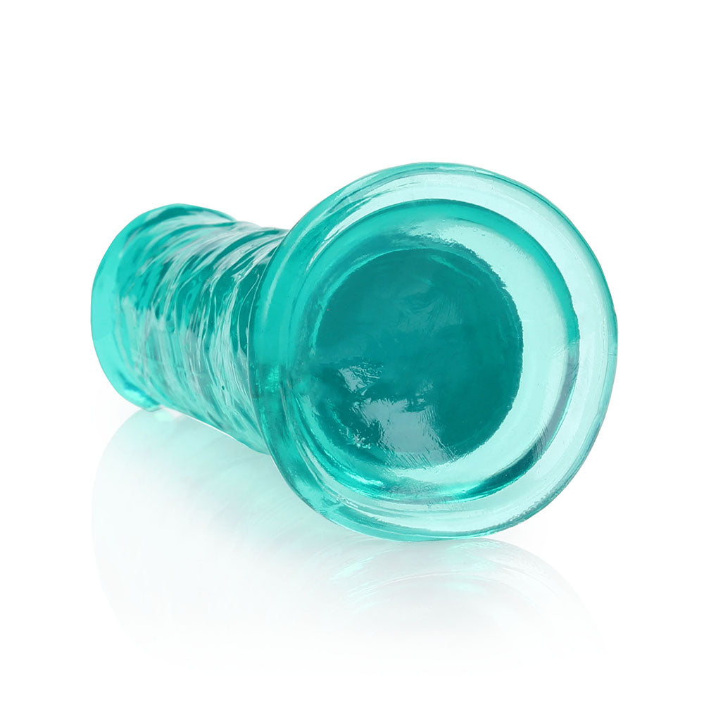 RealRock Crystal Clear Straight 7 inches Dildo Without Balls Turquoise