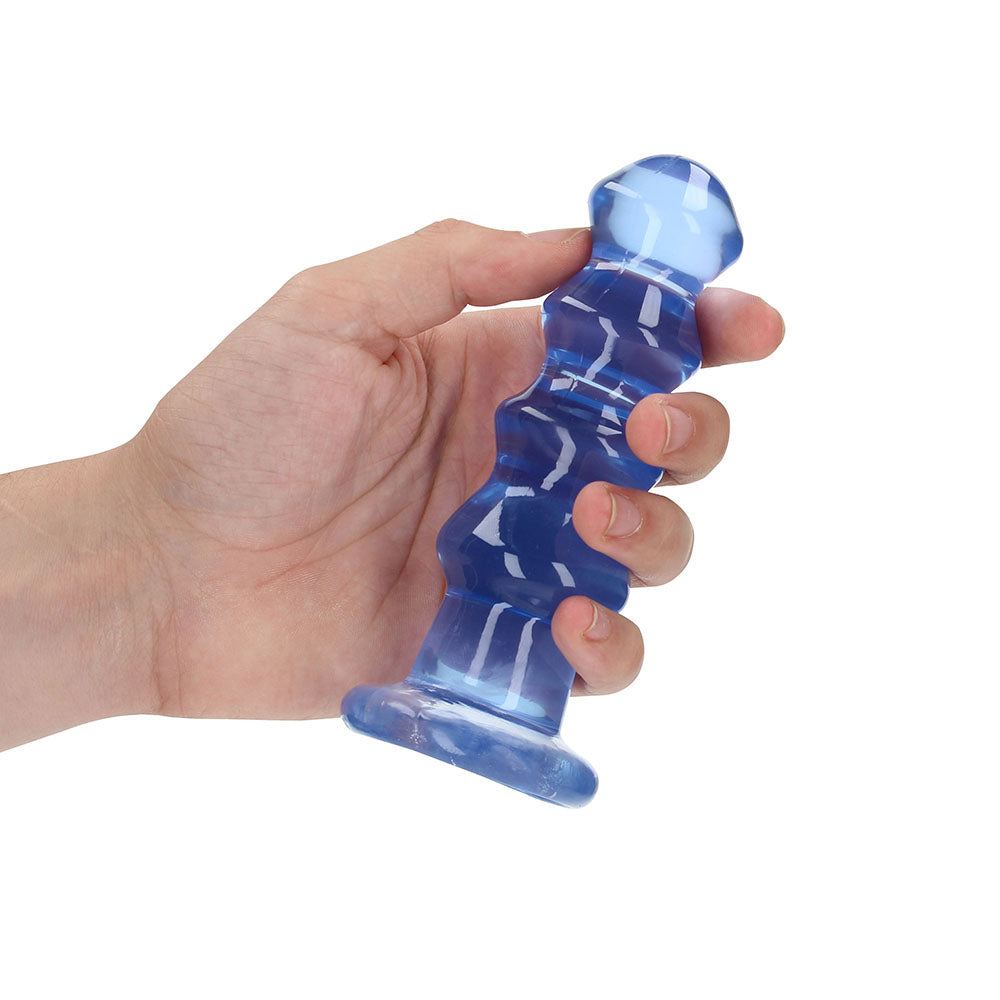 RealRock Crystal Clear Curvy 5.5 inches Dildo/Plug Blue