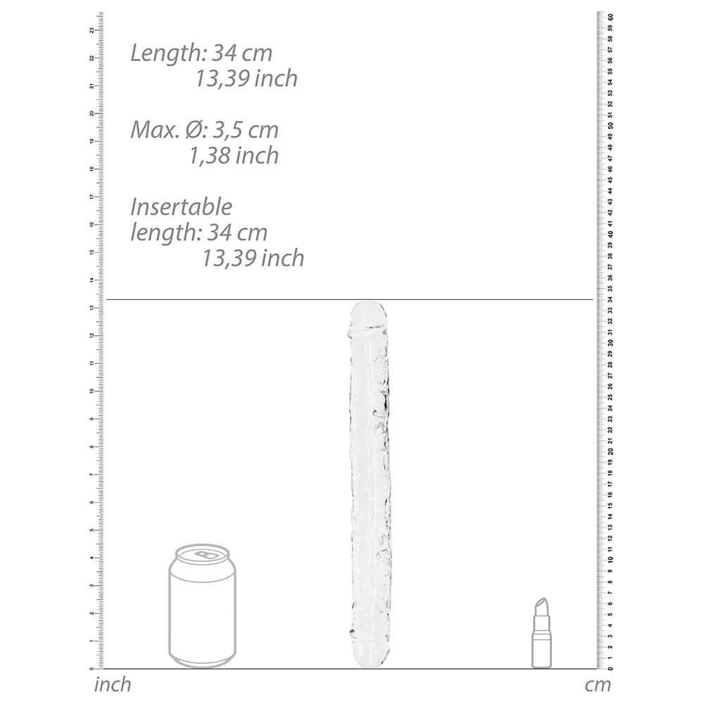 RealRock Crystal Clear Double Dong 13 inches Dual-Ended Dildo Clear