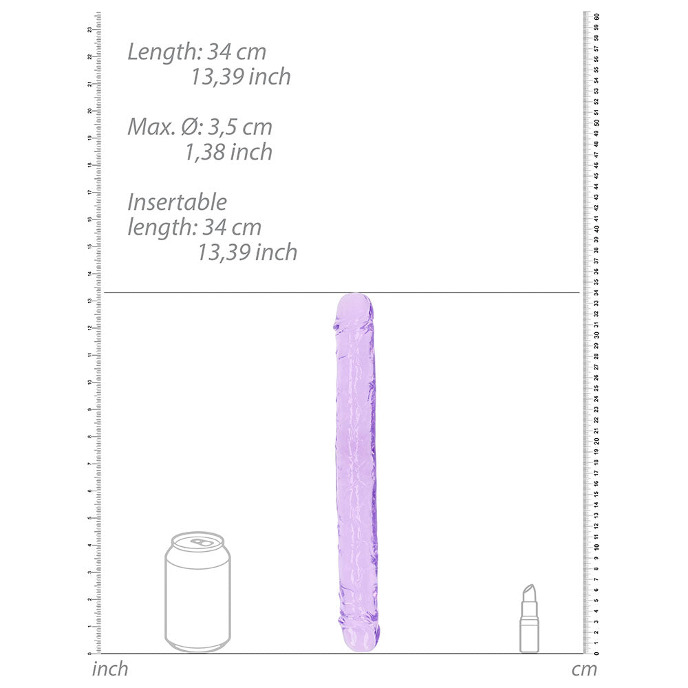 RealRock Crystal Clear Double Dong 13 inches Dual-Ended Dildo Purple
